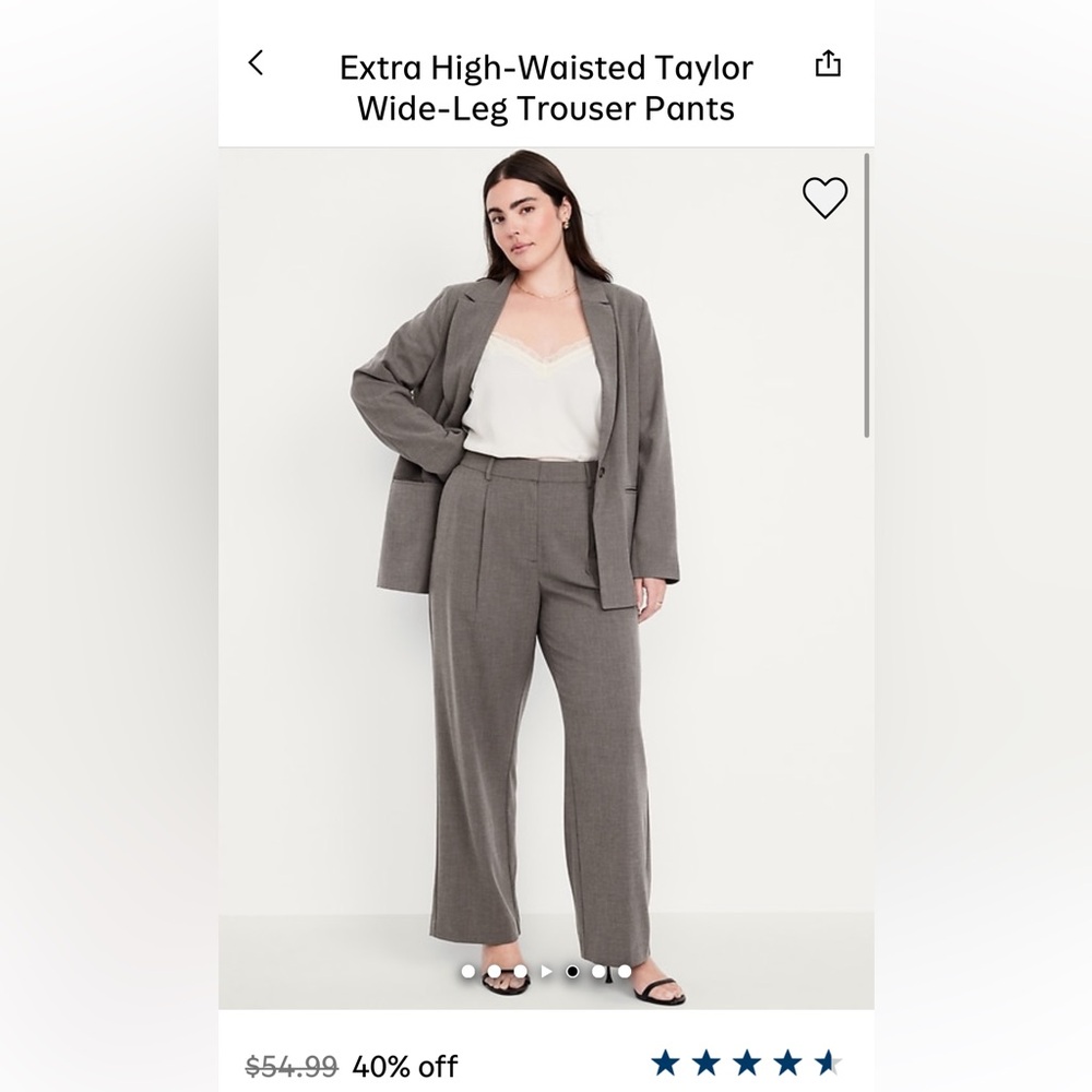 Gray Wide-Leg Trouser Pants